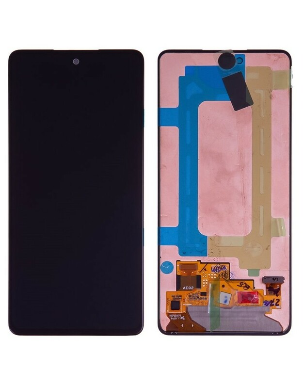 Ekranas Samsung A536 A53 5G su lietimui jautriu stikliuku ir rėmeliu juodas OLED (real size)