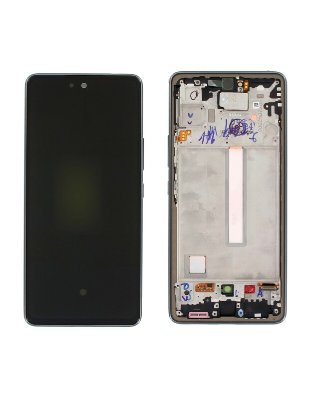 Ekranas Samsung A536 A53 5G su lietimui jautriu stikliuku ir rėmeliu originalus Awesome Black (service pack)