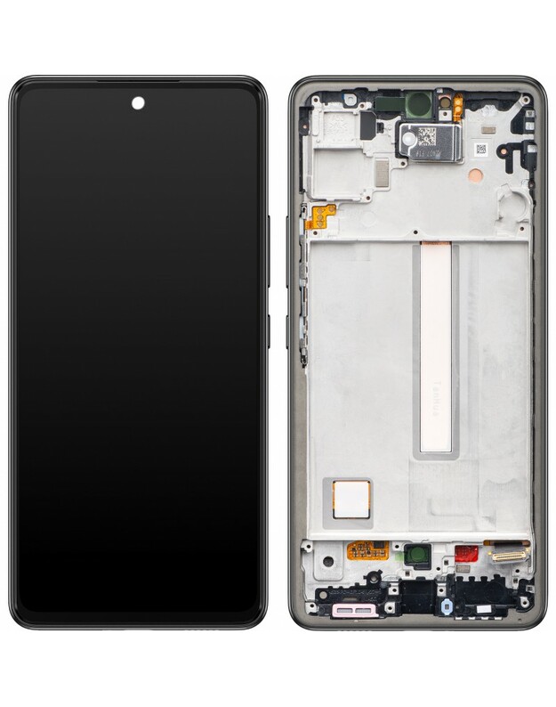 Ekranas Samsung A536 A53 5G su lietimui jautriu stikliuku ir rėmeliu originalus Awesome Black (service pack)