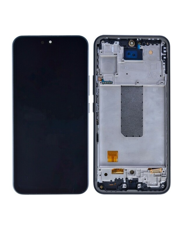 Ekranas Samsung A546 A54 5G su lietimui jautriu stikliuku ir rėmeliu Awesome Graphite OLED (real size)