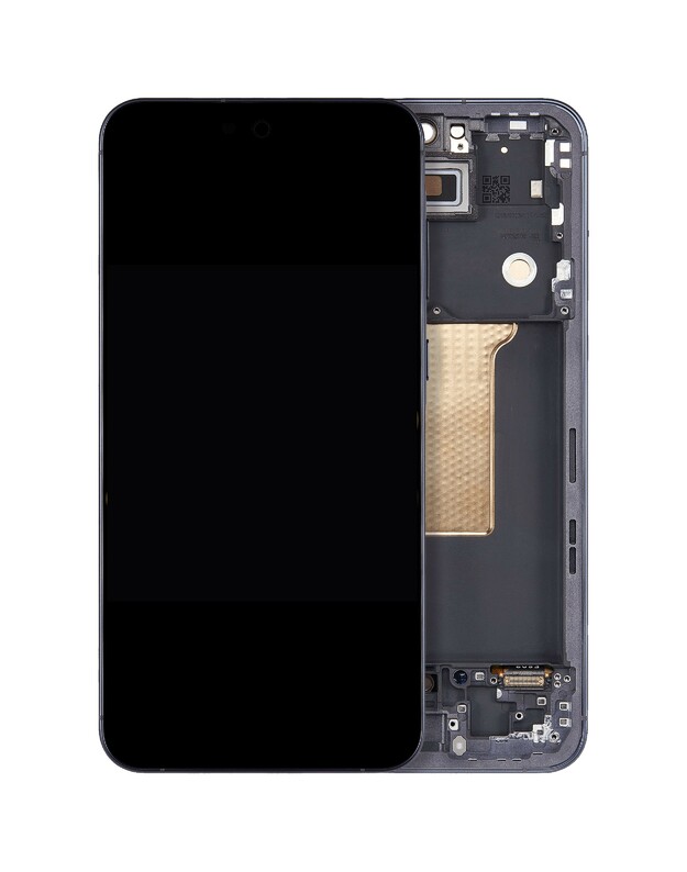 Ekranas Samsung A556 A55 5G su lietimui jautriu stikliuku ir rėmeliu Awesome Navy OLED (real size)