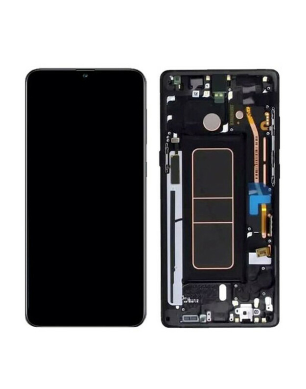 Ekranas Samsung A715 A71 su lietimui jautriu stikliuku ir rėmeliu originalus Black (service pack)