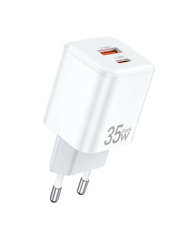 Įkroviklis Awei PD66-EU 35W GaN USB-A/USB-C baltas