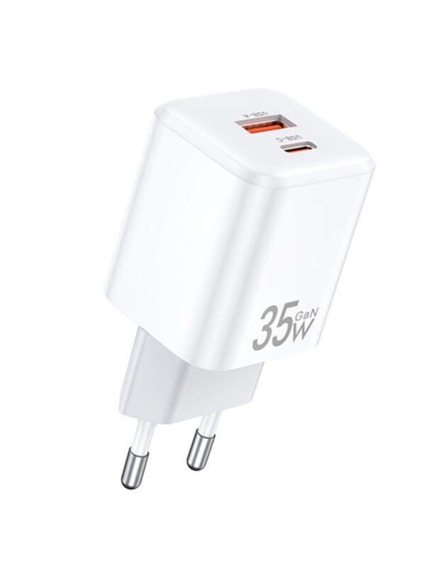 Įkroviklis Awei PD66-EU 35W GaN USB-A/USB-C baltas