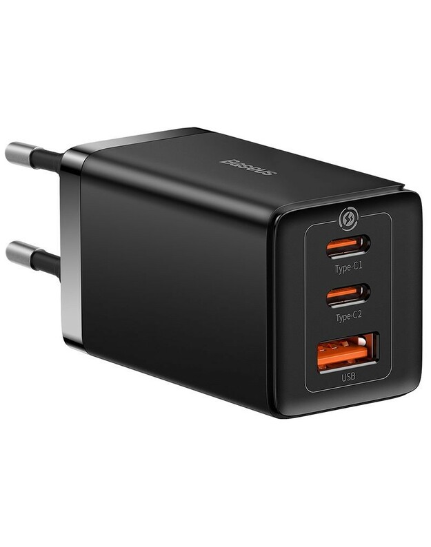 Įkroviklis Baseus GaN5 Pro 65W 2xUSB-C/USB-A + USB-C to USB-C cable juodas CCGP120201