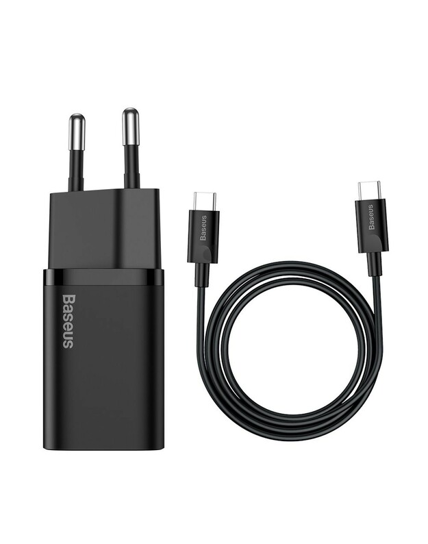 Įkroviklis Baseus Super Si 25W USB-C + USB-C to USB-C cable 1.0m juodas TZCCSUP-L01