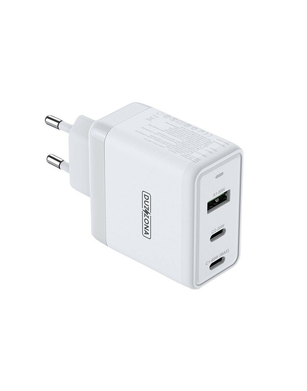 Įkroviklis DUZZONA T1 65W 2xUSB-C/USB-A baltas