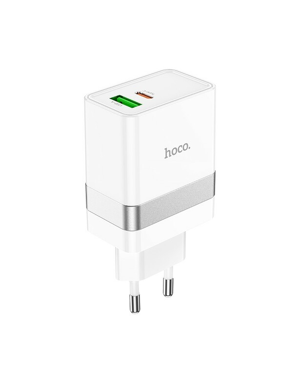 Įkroviklis Hoco N21 30W USB-C/USB-A baltas