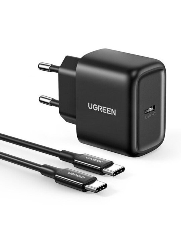 Įkroviklis Ugreen CD250 25W USB-C + USB-C to USB-C cable 2.0m juodas