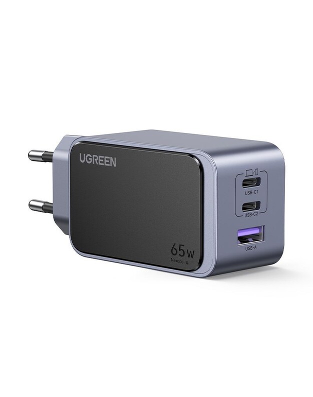 Įkroviklis Ugreen X553 GaN 65W 2xUSB-C/USB-A pilkas (35042)