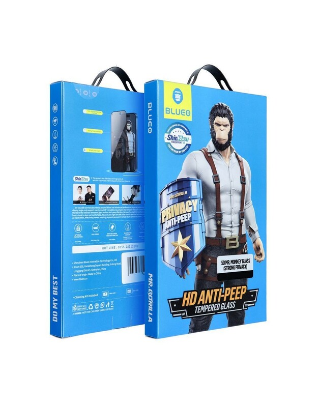 LCD apsauginis stikliukas 5D Mr. Monkey Glass (Strong Privacy) Apple iPhone 15 Pro Max juodas