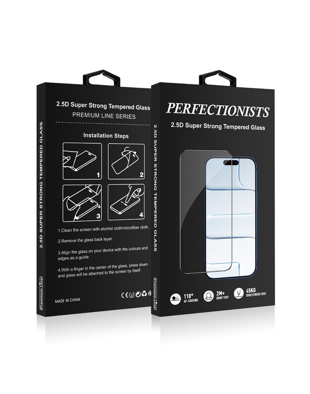 LCD apsauginis stikliukas Perfectionists 2.5D Super Strong Tempered Glass Apple iPhone 13/13 Pro/14/16e/17e juodas