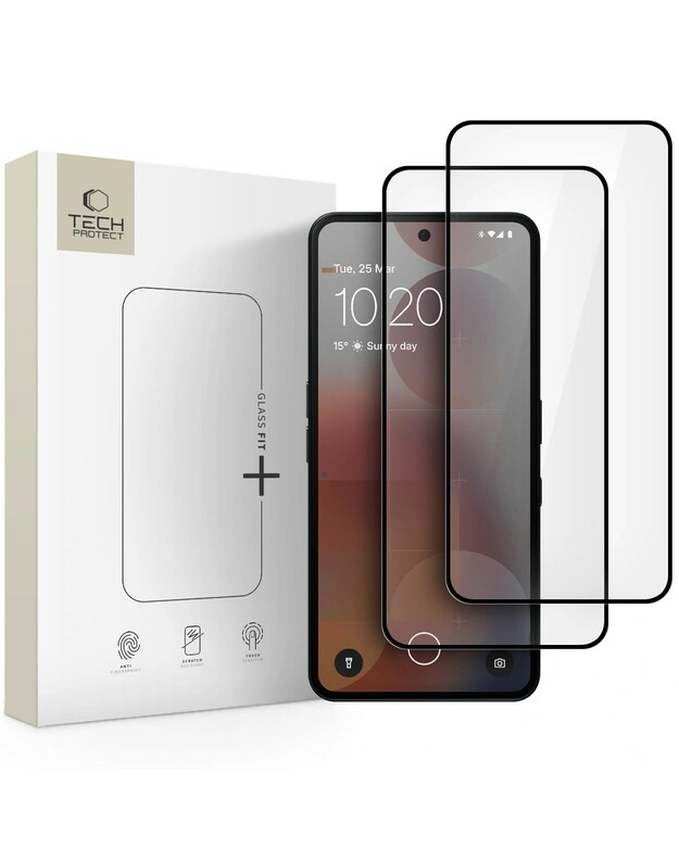 LCD apsauginis stikliukas Tech-Protect Glass Fit+ 2-Pack Nothing Phone 3a/3a Pro juodas