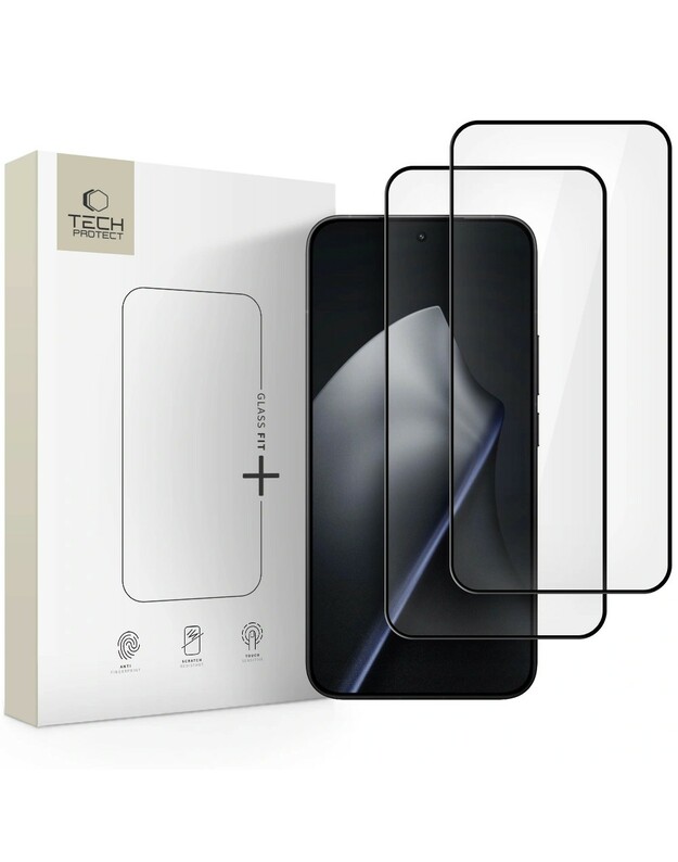 LCD apsauginis stikliukas Tech-Protect Glass Fit+ 2-Pack Xiaomi Redmi 15T/15T Pro juodas