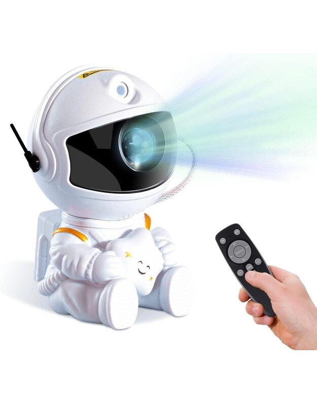 LED 3D galaktikų ir žvaigždžių projektorius Reach Mini Astronaut, baltas
