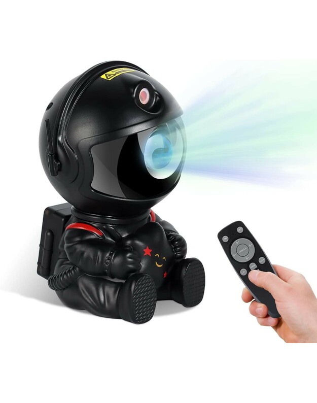 LED 3D galaktikų ir žvaigždžių projektorius Reach Mini Astronaut, juodas
