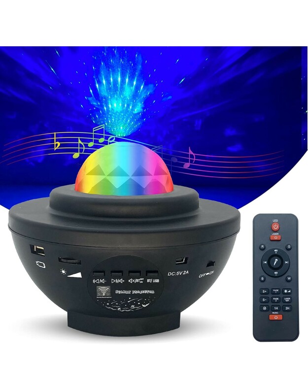 LED žvaigždžių projektorius Reach Starry Bowl, juodas