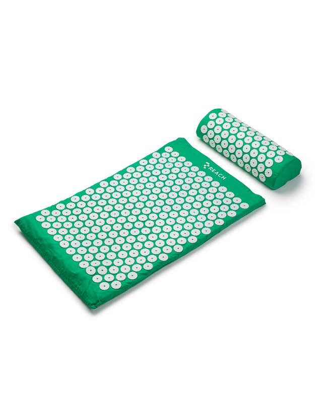 Masažinis akupresūros kilimėlis su pagalvėle MM-001 žalias