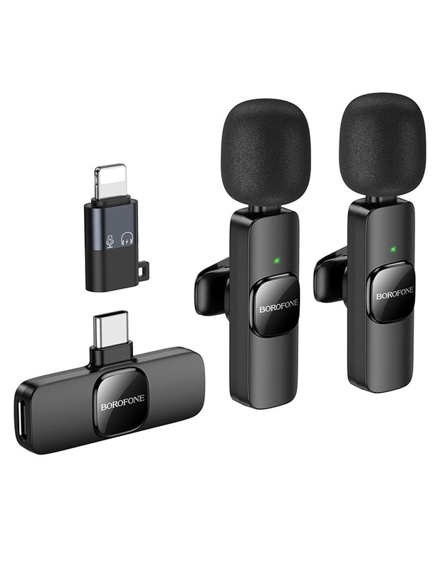 Mikrofonas Borofone BFK15 Lightning/USB-C juodas