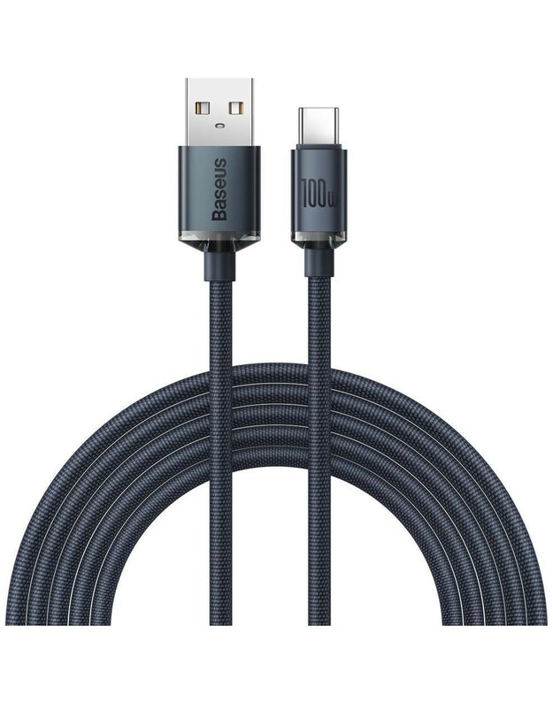 USB kabelis Baseus Crystal Shine 100W USB-A to USB-C 2.0m juodas CAJY000501
