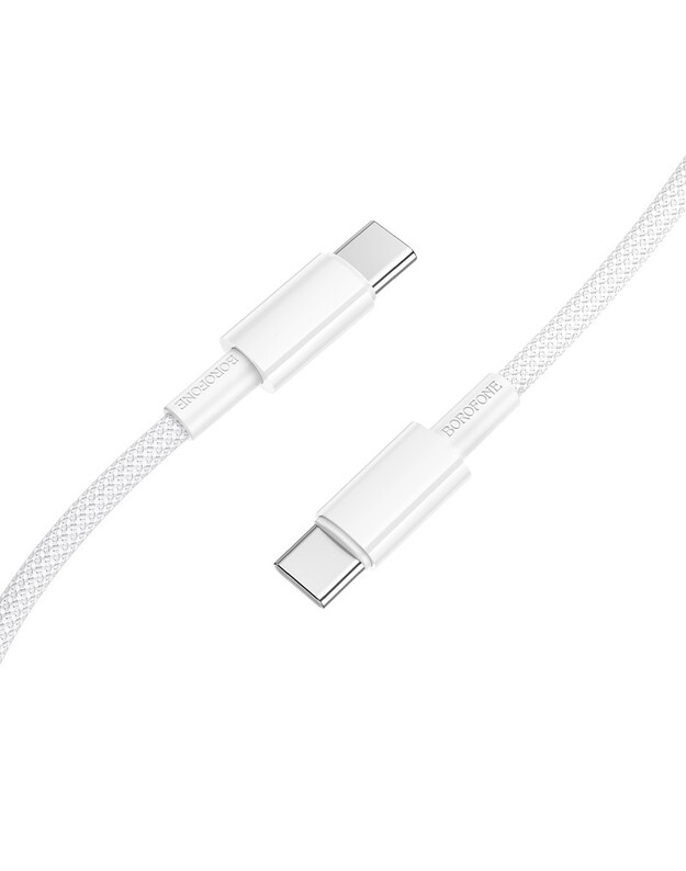 USB kabelis Borofone BX117 60W USB-C to USB-C 1.0m baltas