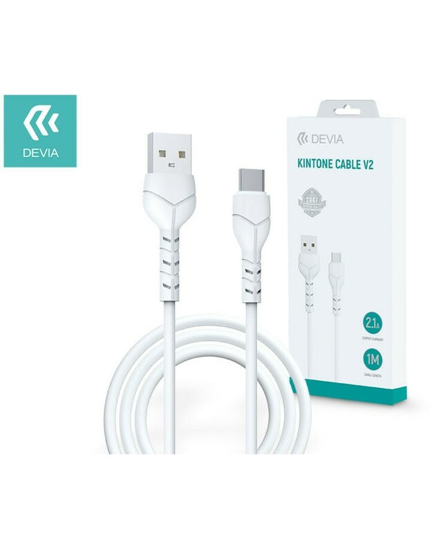 USB kabelis Devia Kintone Type-C 1.0m baltas 5V 2.1A