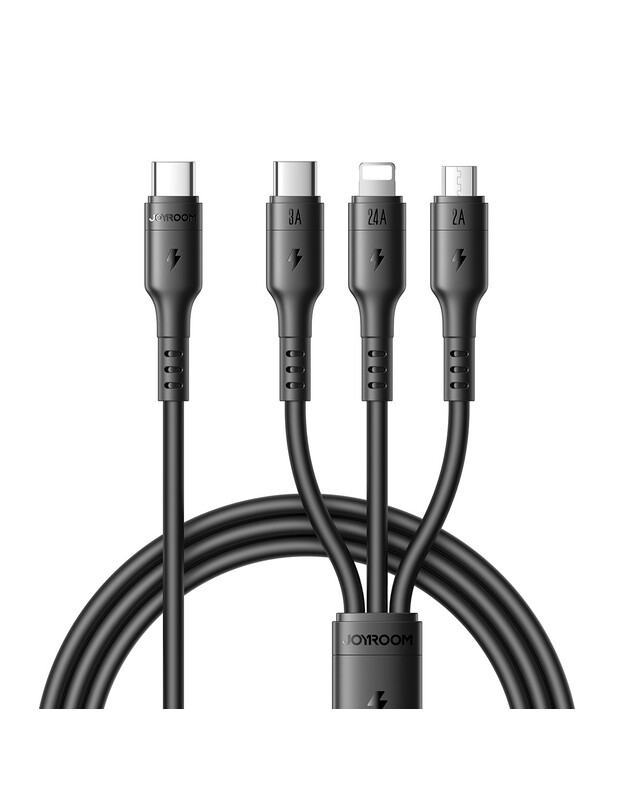 USB kabelis Joyroom S-A61 USB-C to USB-C/Lightning/MicroUSB 3.5A 1.2m juodas