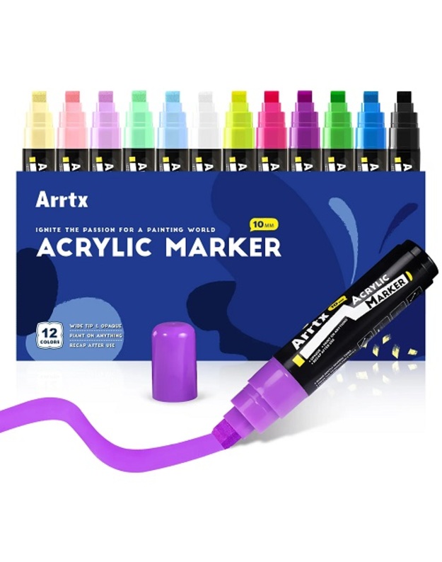 Akriliniai markeriai - flomasteriai ARRTX, 12 spalvų
