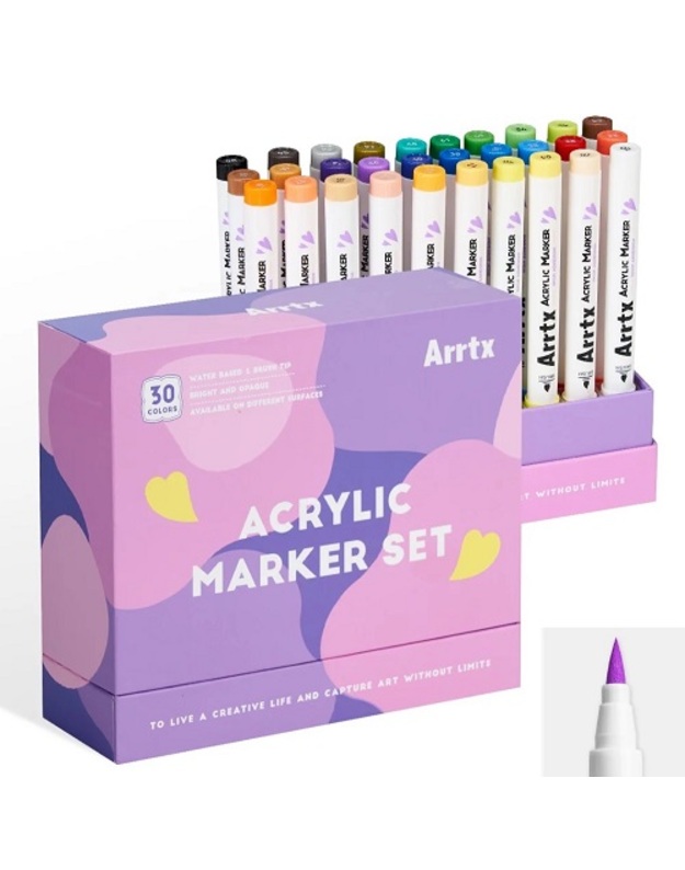 Akriliniai markeriai - flomasteriai ARRTX, 30 spalvų