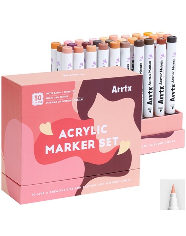 Akriliniai markeriai - flomasteriai ARRTX 30C, 30 spalvų, odos atspalvių