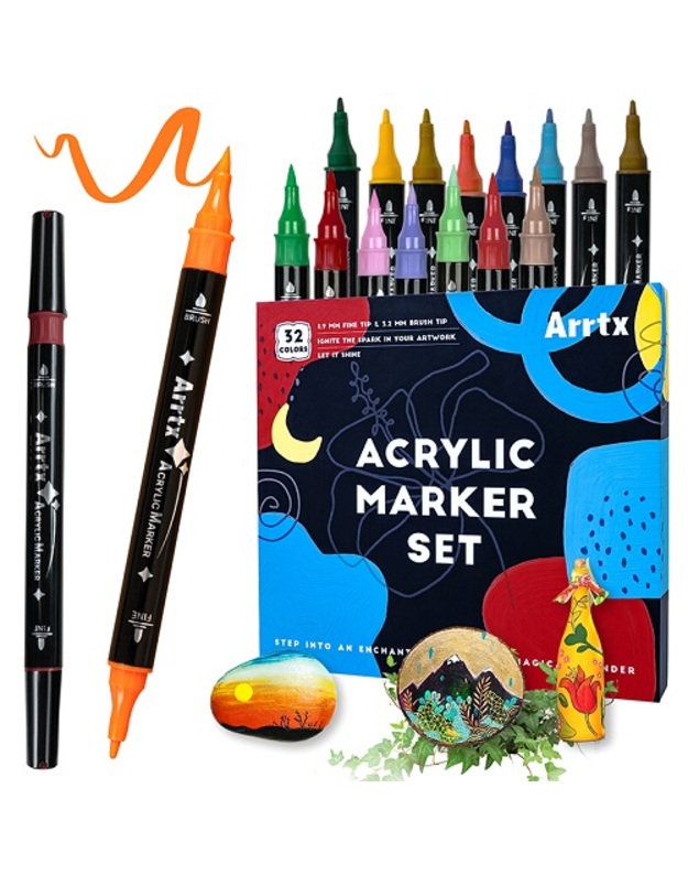 Akriliniai markeriai - flomasteriai ARRTX, 32 spalvų