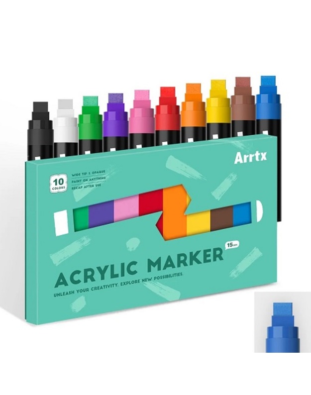 Akriliniai markeriai - flomasteriai ARRTX Jumbo, 10 spalvų