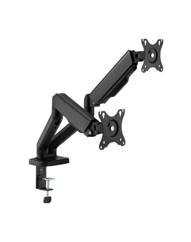 Dviejų 17”-32” monitorių spyruoklinis laikiklis, juodas