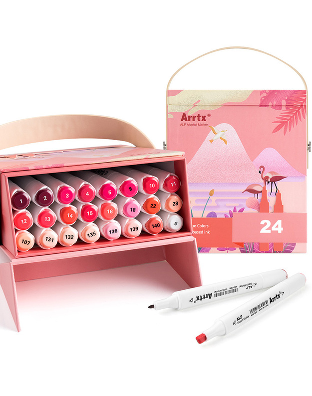 Dvipusiai markeriai - flomasteriai ARRTX Alp, 24 spalvų, raudono atspalvių
