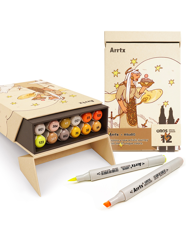 Dvipusiai markeriai - flomasteriai ARRTX Oros, 12 spalvų