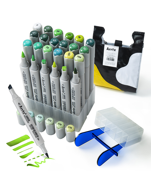 Dvipusiai markeriai - flomasteriai ARRTX Oros, 24 spalvų, žalio atspalvio