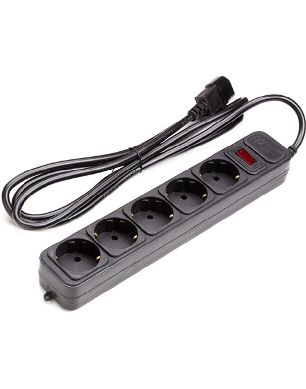 Ilgiklis UPS 2m, 5 lizdai, su jungikliu juodas