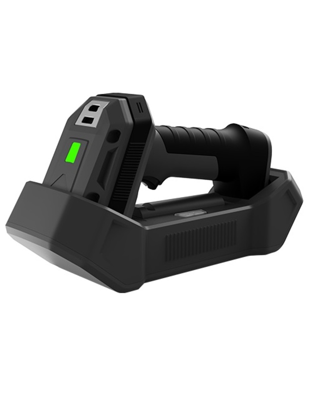 Industrinis bevielis 1D/2D brūkšninių kodų skaitytuvas, su stovu