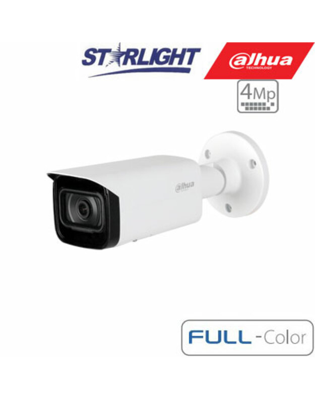 IP kam.cilindr. 4MP FULL-COLOR STARLIGHT AI,1/1.8” 3.6mm.93° F1.0, 25fps, WDR, IVS, IP67, ePoE