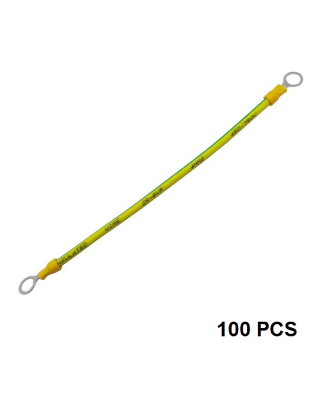 Įžeminimo kabeliai su jungtimis saulės moduliams, variniai, 4 mm2, 20cm, 100vnt.