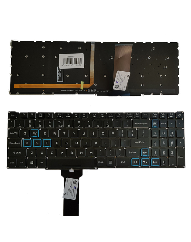 Klaviatūra ACER PH315-52, PH317-53, PH317-53-7777 , US, su pašvietimu