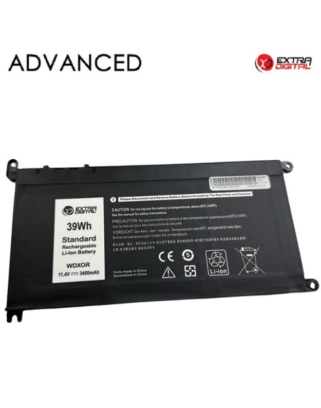 Nešiojamo kompiuterio baterija DELL WDX0R, 3400mah, Extra Digital Advanced