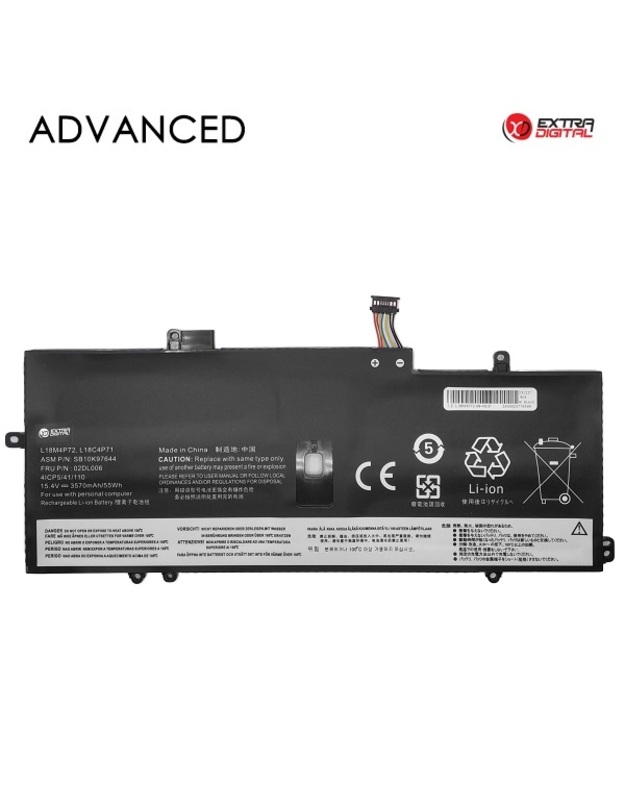 Nešiojamo kompiuterio baterija LENOVO L18M4P72, 3570mAh, Extra Digital Advanced