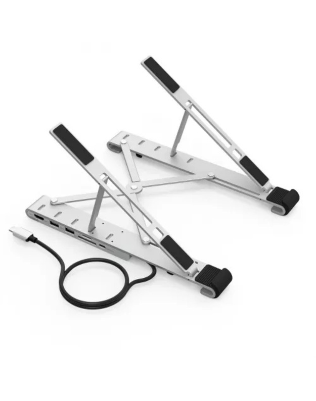 Nešiojamo kompiuterio stovas CHOETECH su 7 prievadų USB Type-C šakotuvu