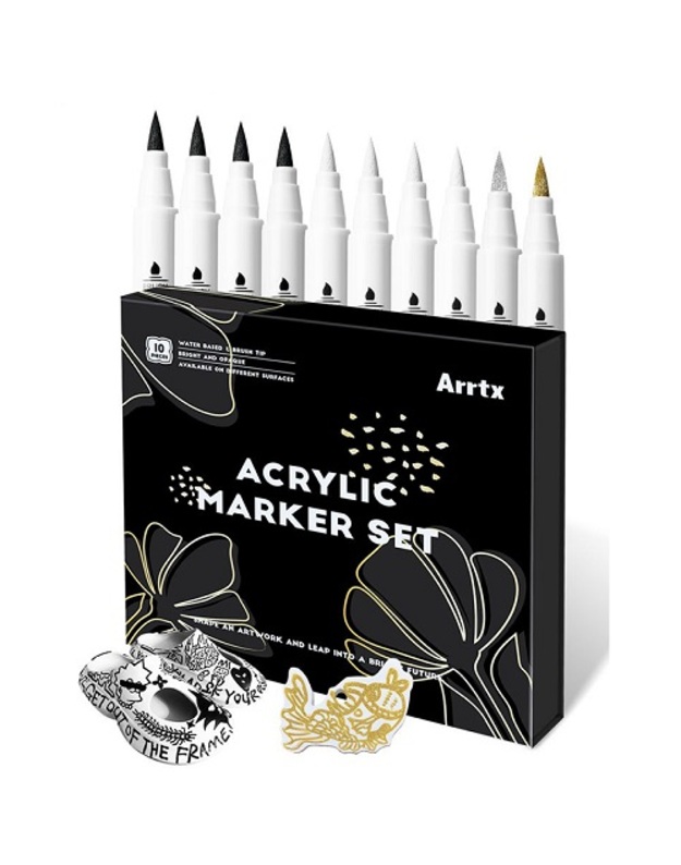 Profesionalūs akriliniai markeriai - flomasteriai ARRTX, 4 spalvų 10vnt.