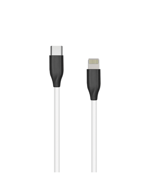 Silikoninis kabelis USB Type C- Lightning, 2m (baltas)