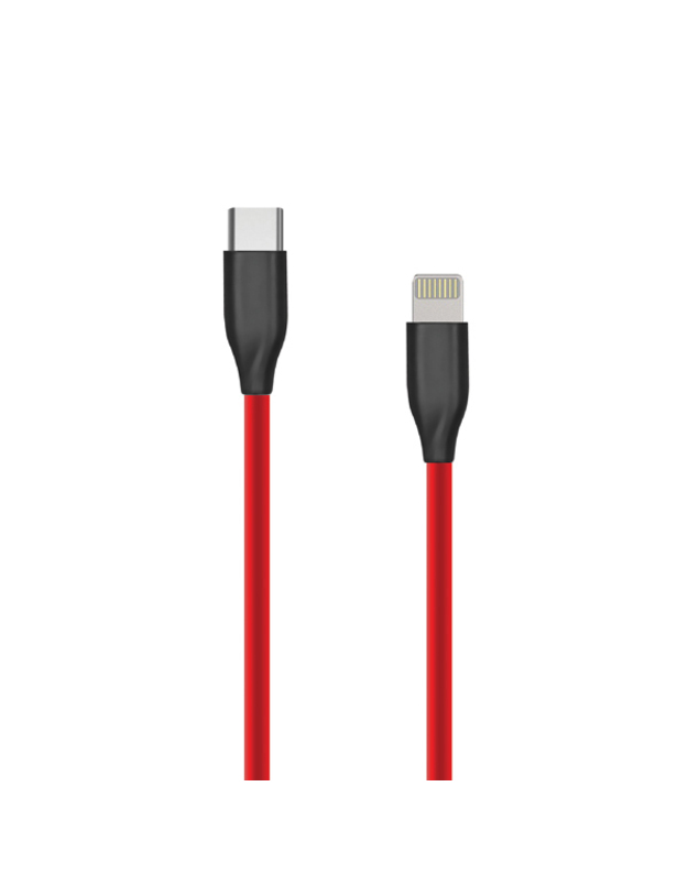Silikoninis kabelis USB Type C- Lightning, 2m (raudonas)