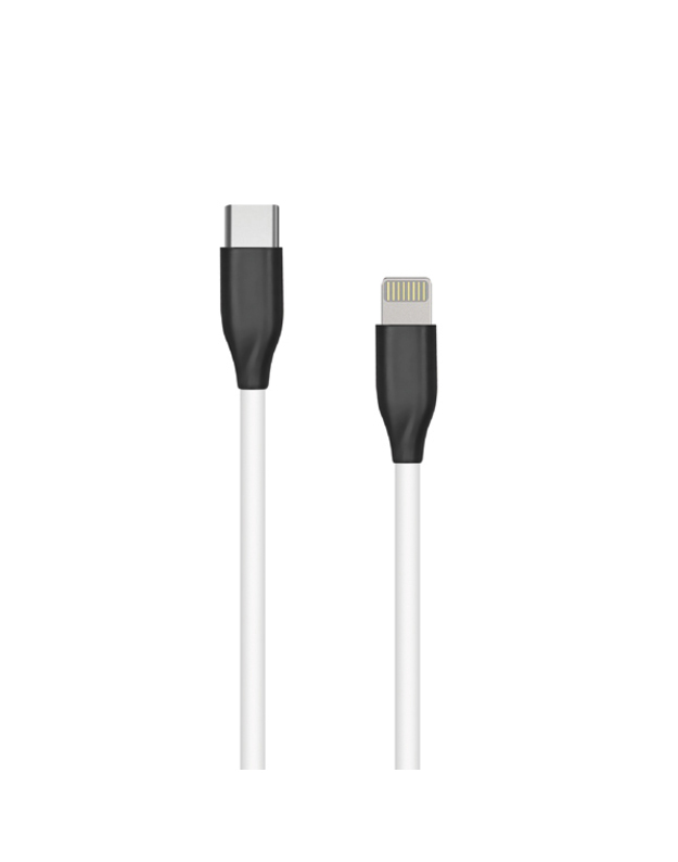Silikoninis kabelis USB Type-C - Lightning (baltas, 1m)