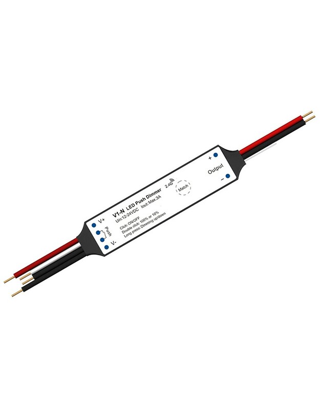 V1-N nuolatinės įtampos valdiklis 12-24V, 1x 3A, Push-Dimm