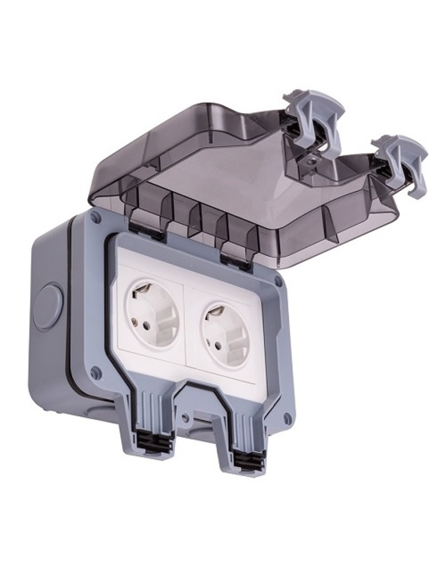 Virštinkinė rozetė 2 lizdų IP66, EU